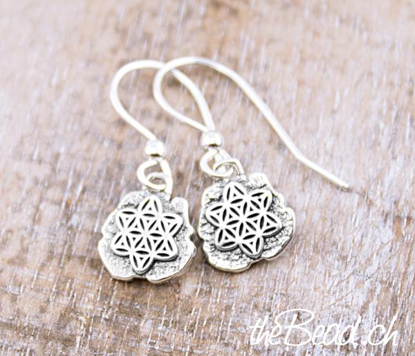 flower of life silver earrings