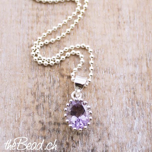 silber halskette mit Amethyst edelsteinschmuck online kaufen