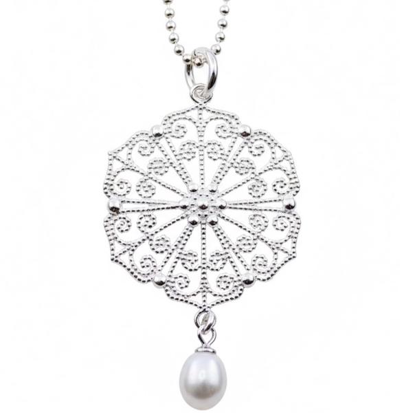 silber anhänger in silberfassung und 925 sterling silber collier von thebead