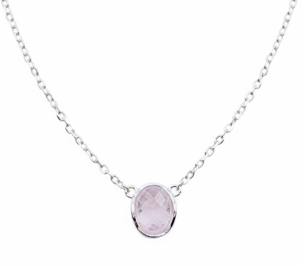 rosenquarz 925 Sterling Silber Collier stern anhänger