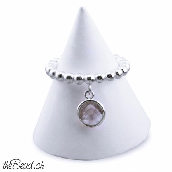 Silber Fingerring mit Silberquarz