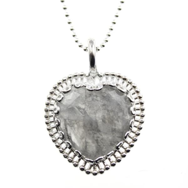 silver quartz pendant in 925 sterling silver