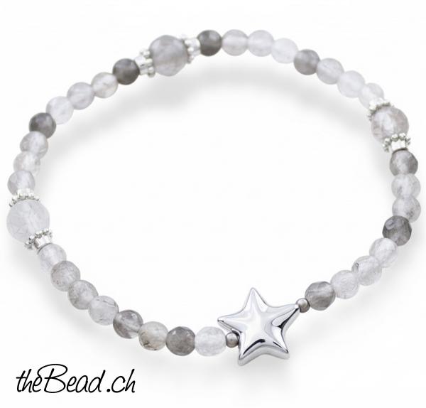 silberquarz steinarmband mit Stern