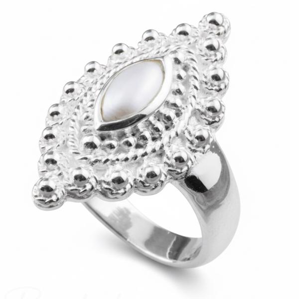 Silber Fingerring mit  perle und silber