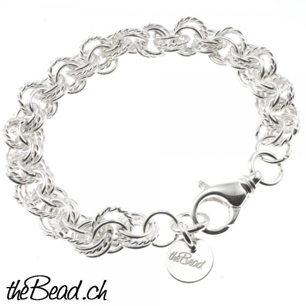 Sterling silver engraved bracelet with lots of pearls silver and sterling thebead