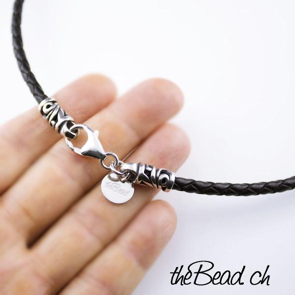 Herren Lederhalskette mit grossem Verschluss von theBead