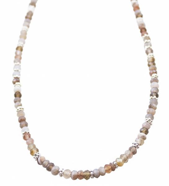 botswana facettiert mit 925 Silber Perlen Kette