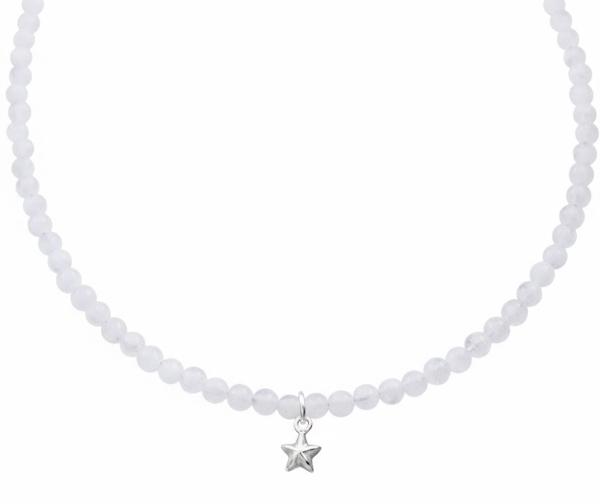 regenbogen mondstein kugel halskette mit silber stern anhänger