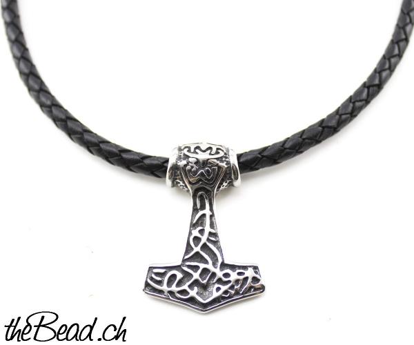 stainless steel thor hammer men necklace