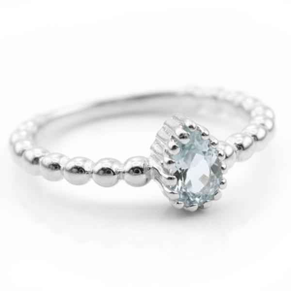 Silber Fingerring mit blauem topas