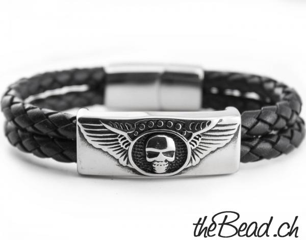 Totenkopf Armbänder Herren Lederarmband von theBead