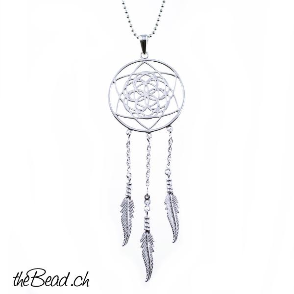 Kette und Traumfänger Anhänger aus 925 Sterling Silber