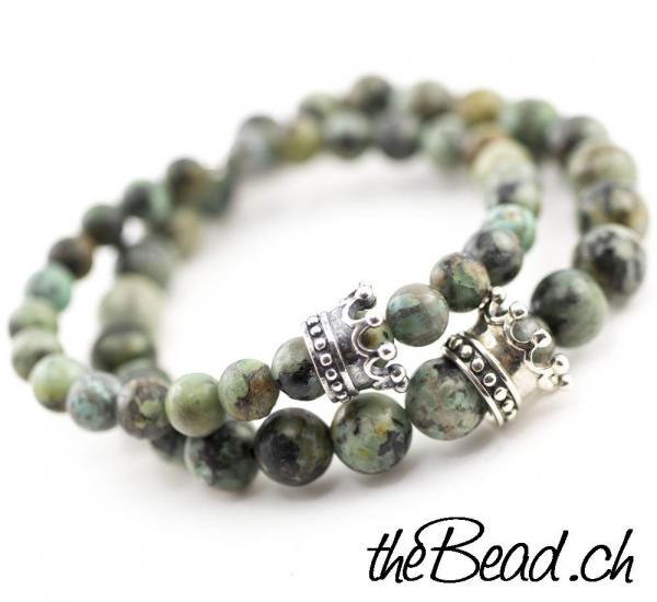türkis kronen und krönchen Partnerarmbänder mit individueller Gravur geschenkidee shop thebead