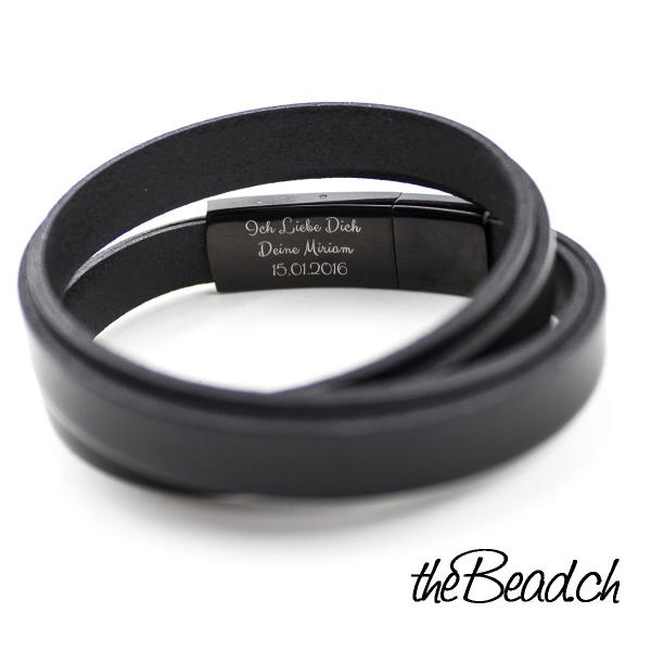 schwarzer verschluss gravur armband