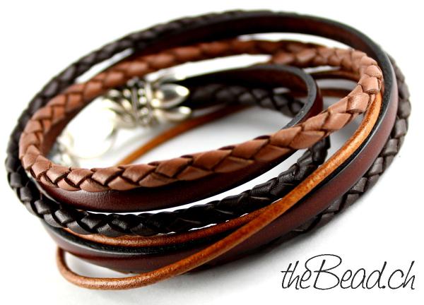 Herren Wickelarmband  Lederarmband in tollen farben braun schwarz the Bead