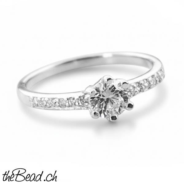 silber fingerring mit zirkonia