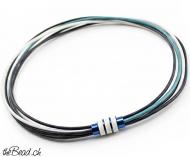 Lederkette in den Farben blau und weiss
