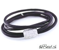 Damen Lederarmband mit Glitzer - Magnetverschluss