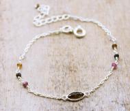 Silberarmband mit bunten Turmalin Steinen