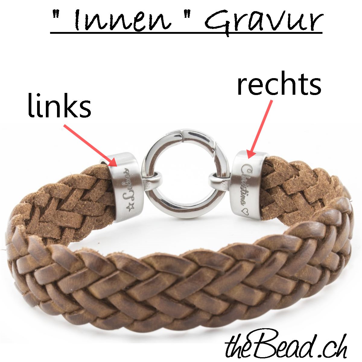 Hellbraunes  Lederarmband  Gravur